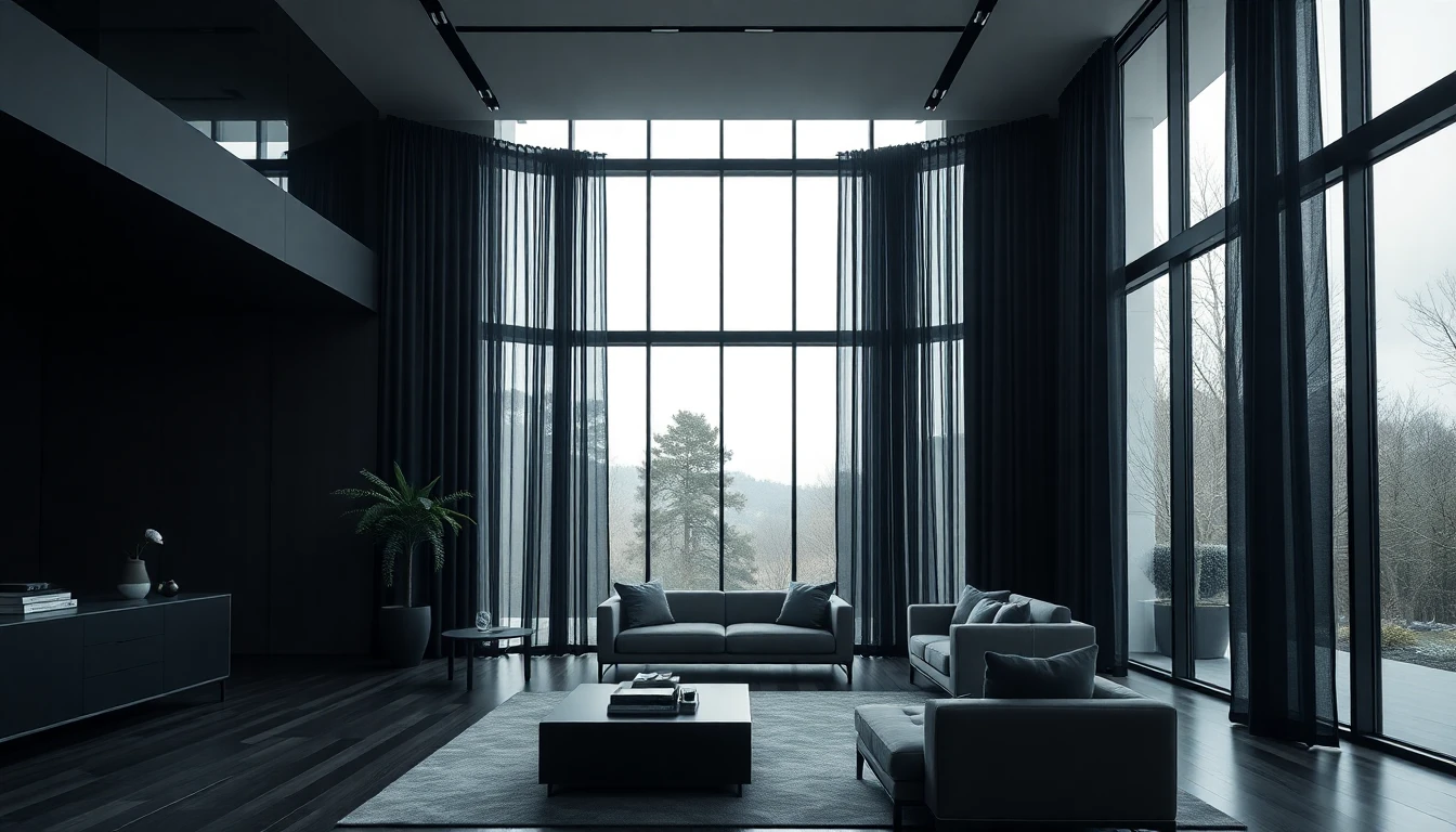 고급스러운 커튼이 있는 인테리어